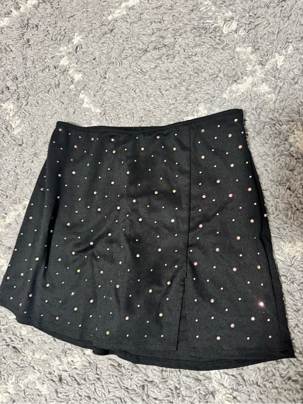 Black Rhinestone Mini Skirt with Shorts Built In